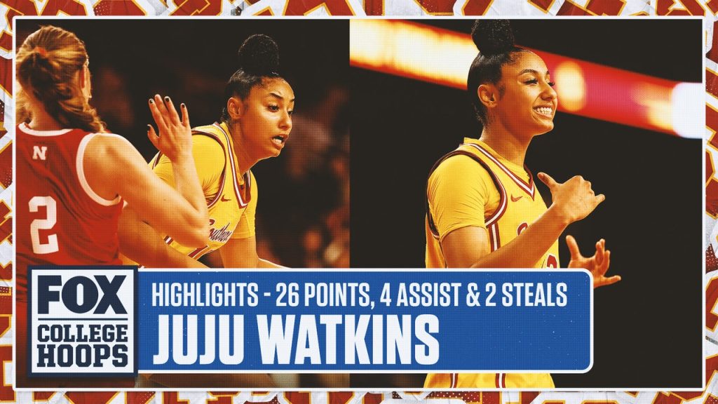 Juju Watkins kehilangan 26 poin dalam kemenangan 75-55 No. 4 USC vs. Nebraska | CBB di FOX