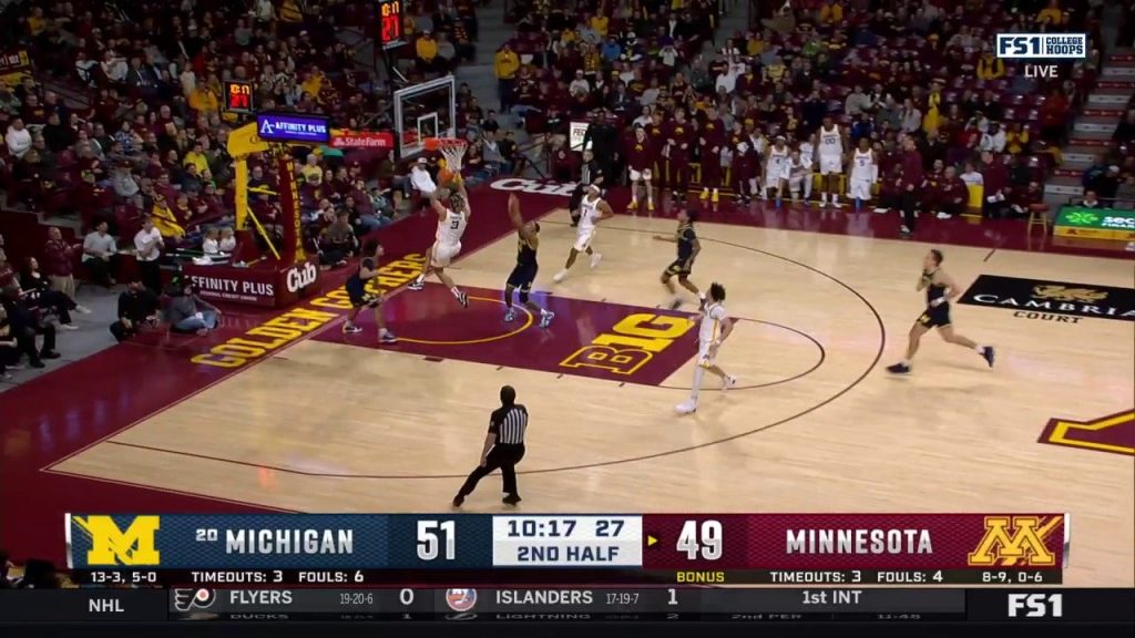 Minnesota mengakhiri laju 10-0 melawan Michigan untuk menyamakan skor setelah fast break dari Dawon Garcia