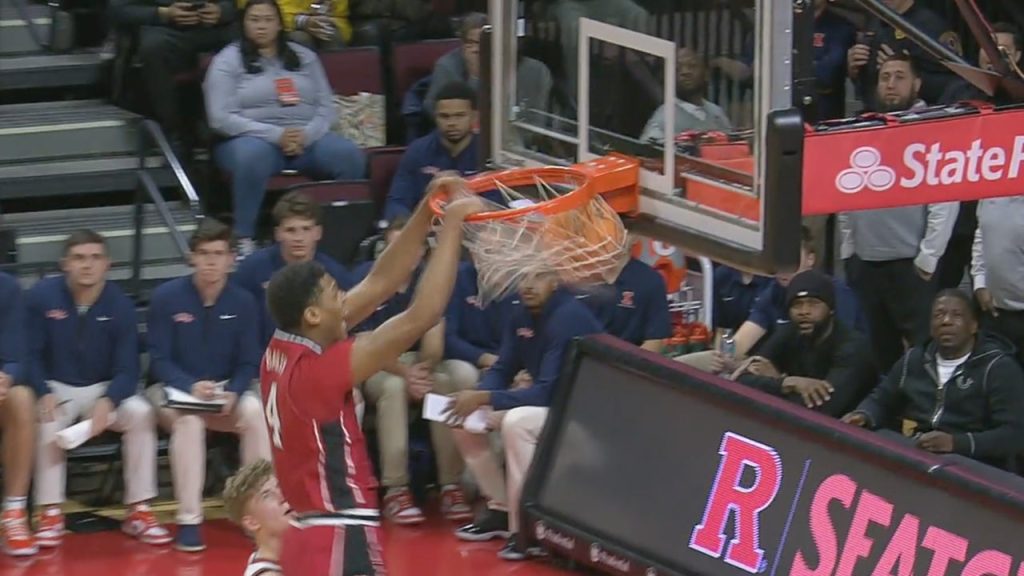 Ace Bailey Rutgers membuat blok dan selesai dengan slam dunk yang gemuruh melawan Illinois